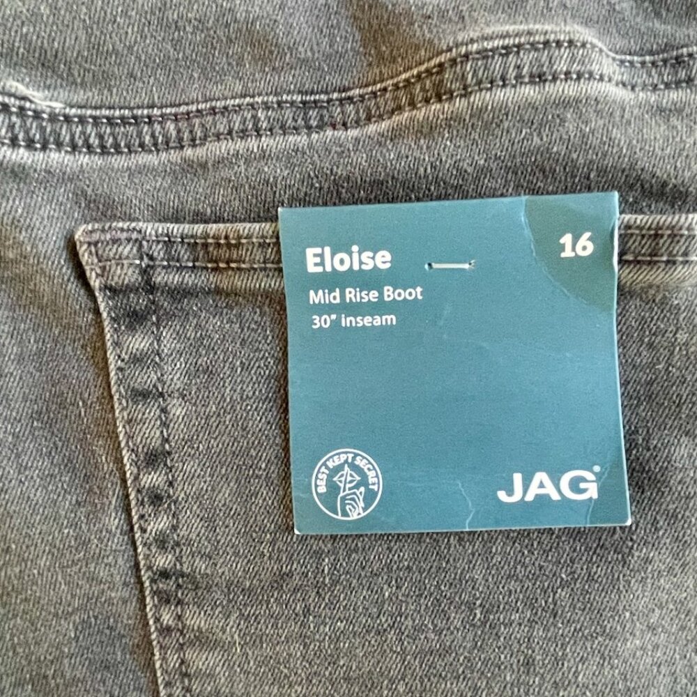 Jag "Eloise" mid rise boot jeans, dark gray, NWT, size 16 - Picture 3 of 4
